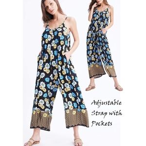 Women's jumpsuit Floral long romper loose fit dres